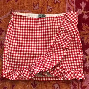 Aiden Gingham Red Ruffle Skort L